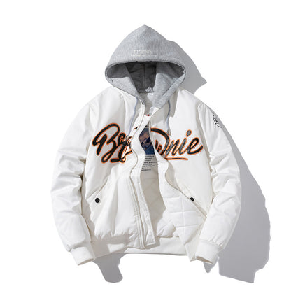 Men pilot style cotton padded winter jacket thick insulated outerwear
