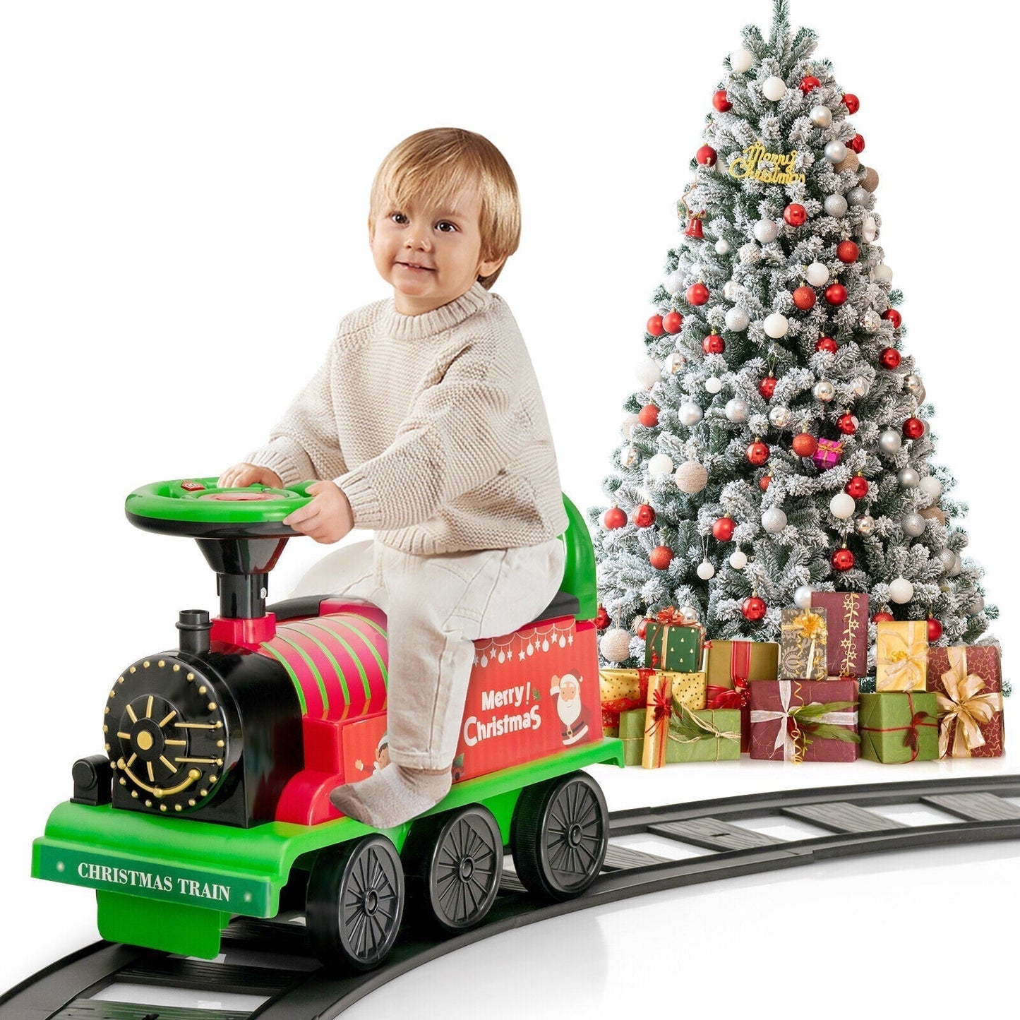 Cosmo Thrift Kids' Rechargeable Ride On Toy Train And Track Set 6V