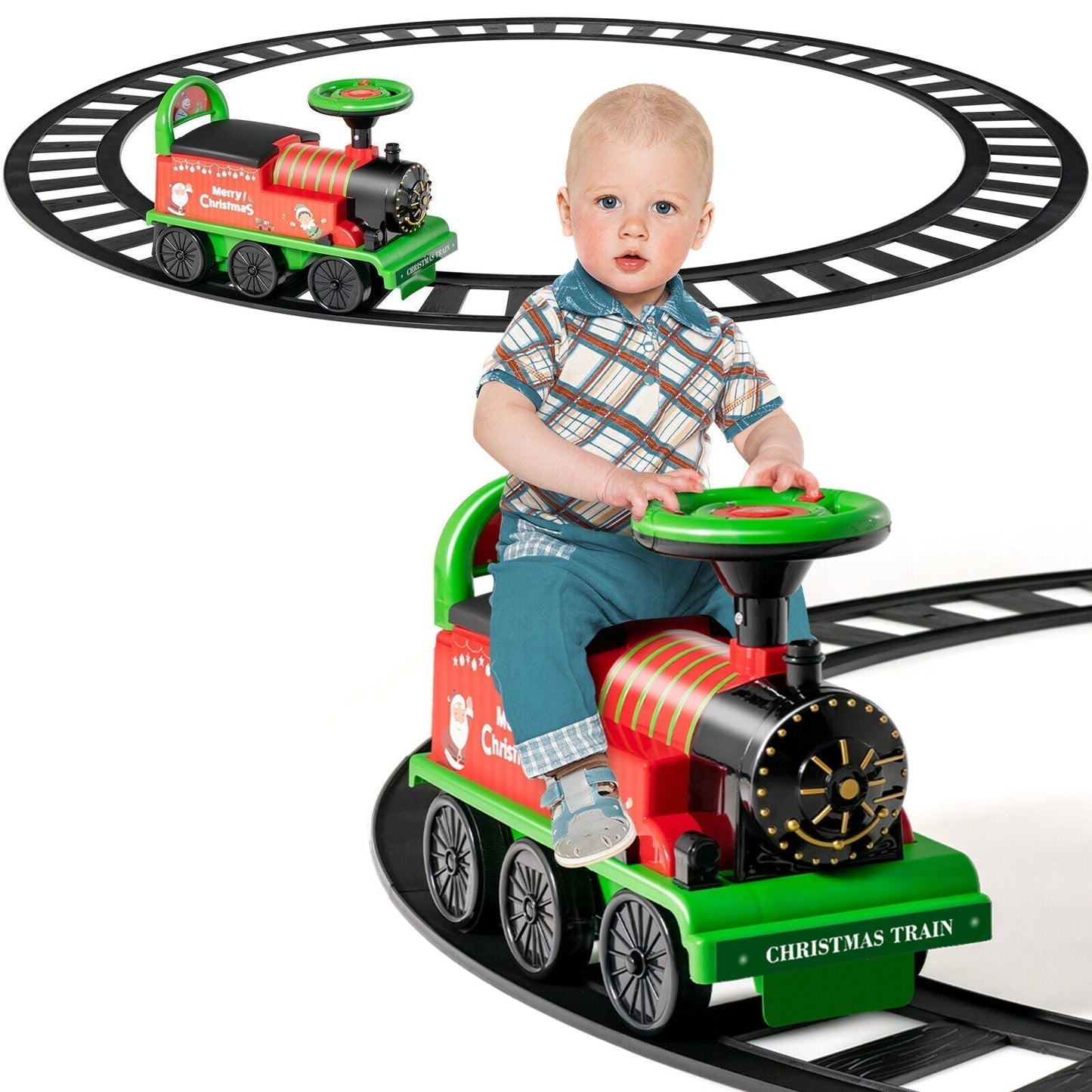 Cosmo Thrift Kids' Rechargeable Ride On Toy Train And Track Set 6V