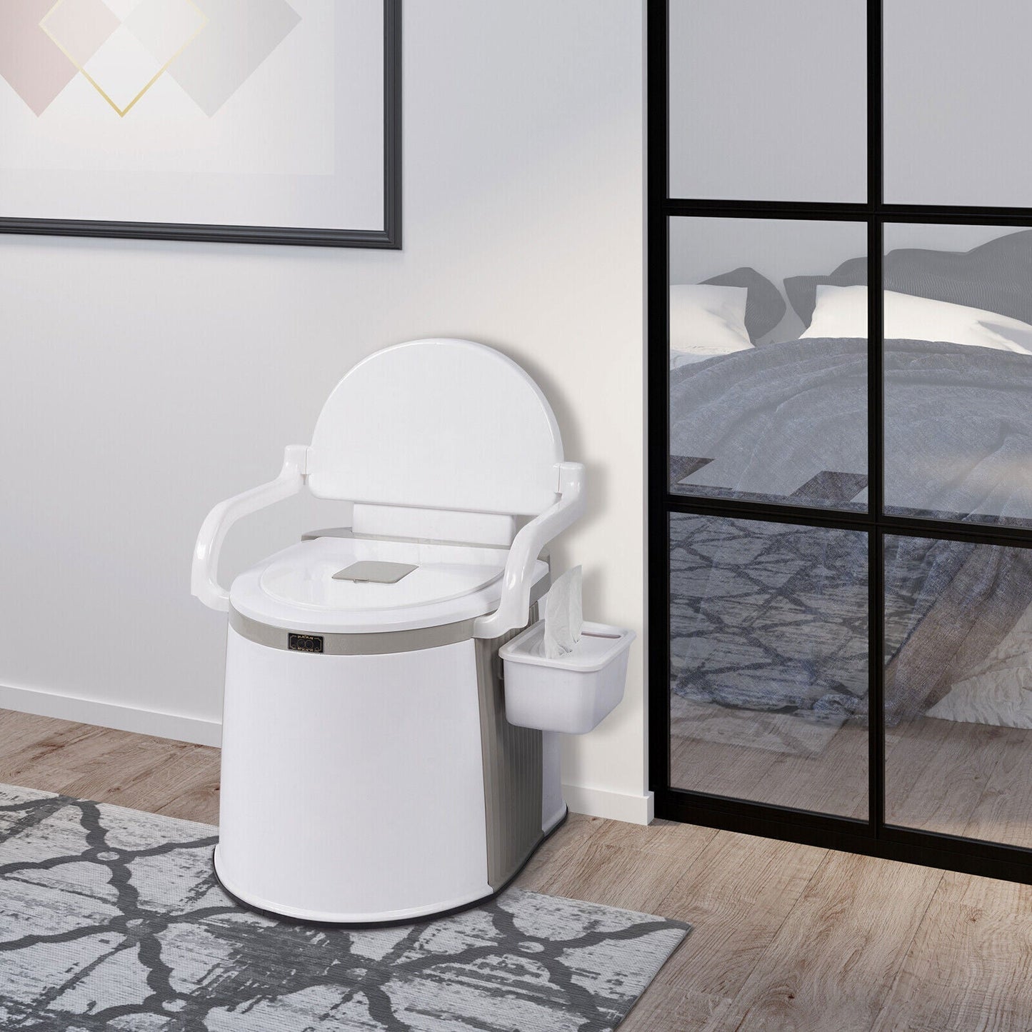 Cosmo Thrift Portable Camping Toilet for Adults – Freestanding Travel Potty with Handrails