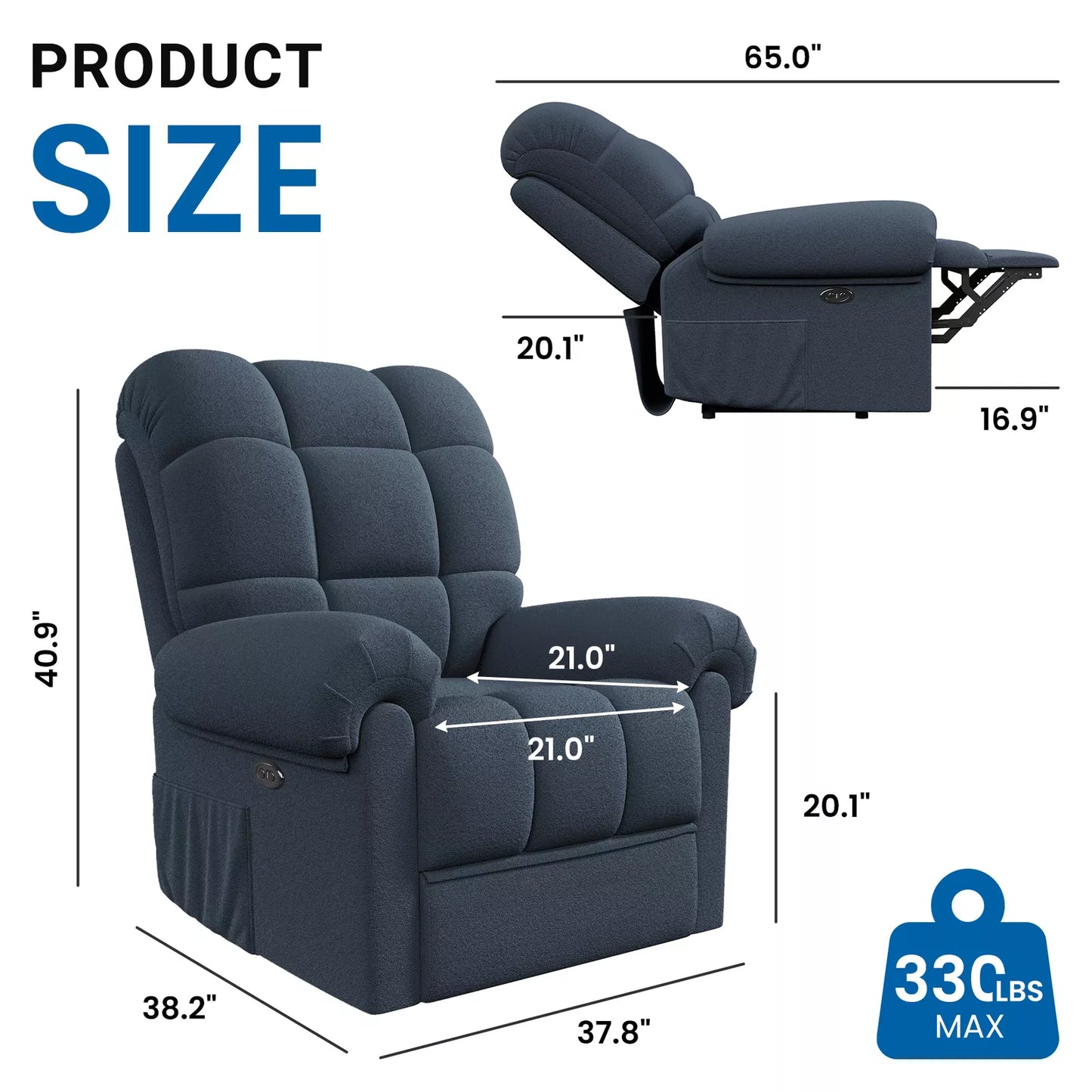 Cosmo Thrift Power Recliner Chair – Electric Adjustable Reclining Chair for Living Room Comfort
