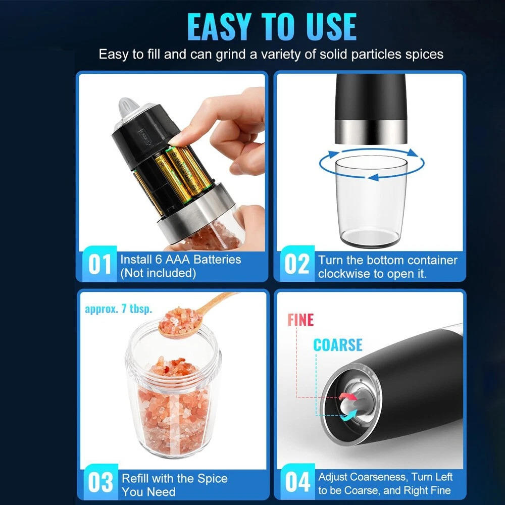 Cosmo Thrift Electric Salt And Pepper Grinder 2 Pack