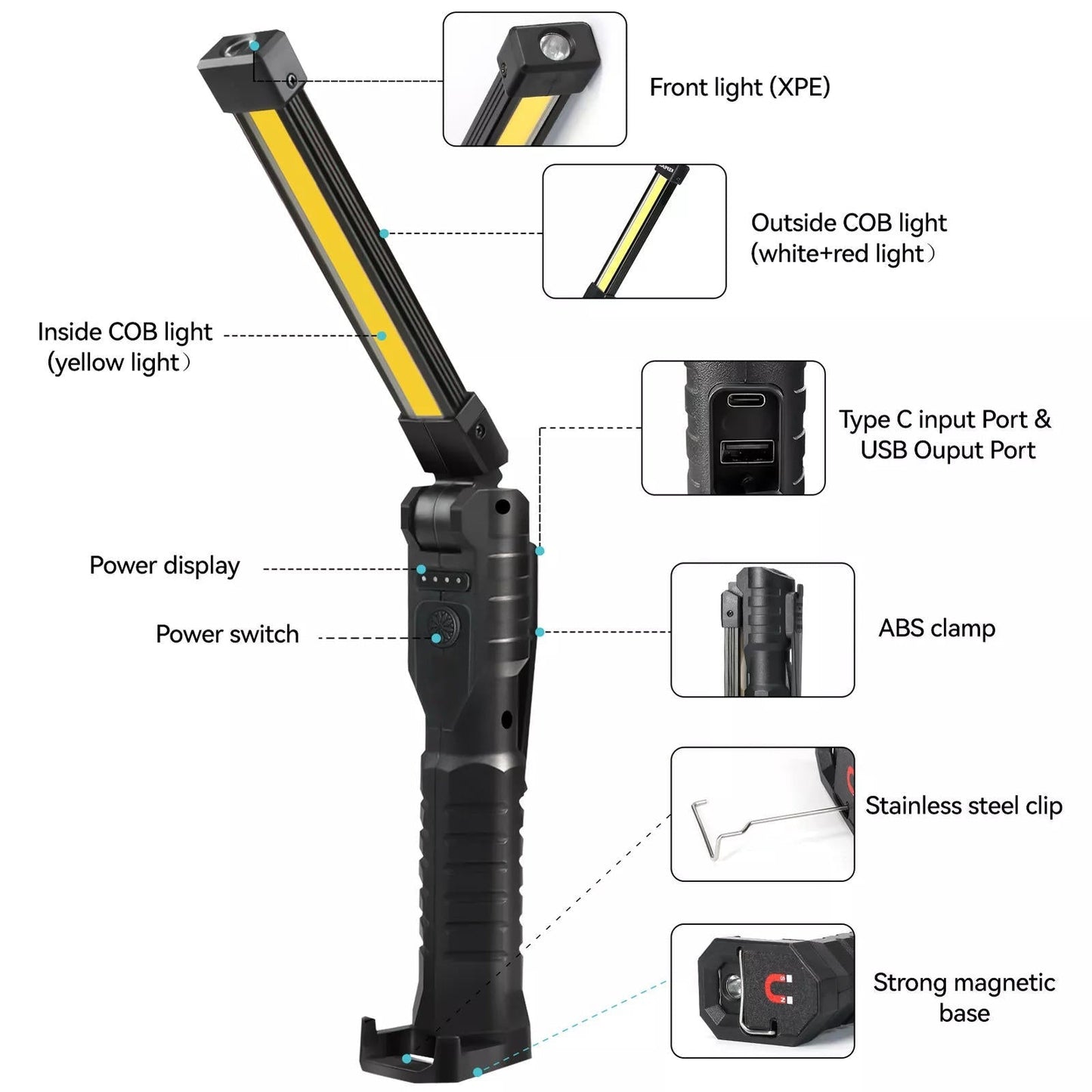 Cosmo Thrift Rechargeable Magnetic Flashlight For Mechanics And Workplace